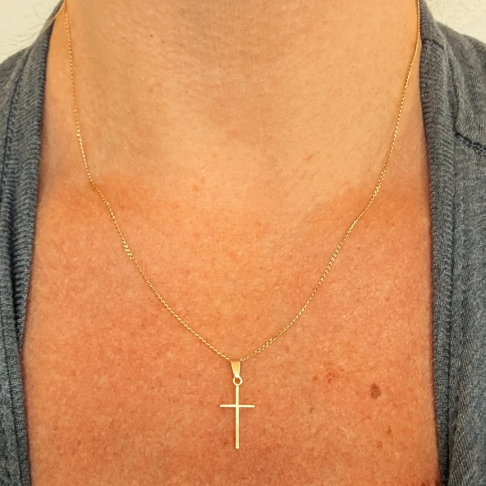 Gold Cross Pendant Necklace - Classic Women's Necklace